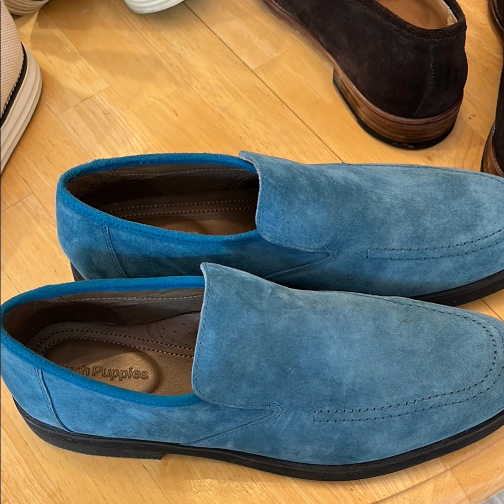 Hush Puppies Blue Suede Slip-On Loafers